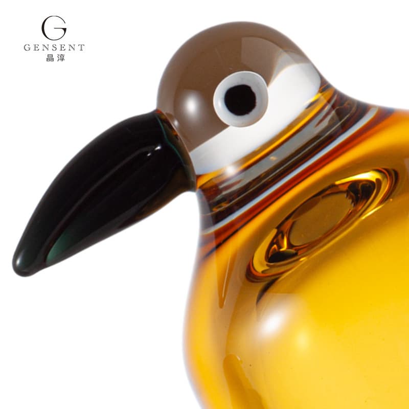 Amber Black Glass Bird Sculpture detail 3