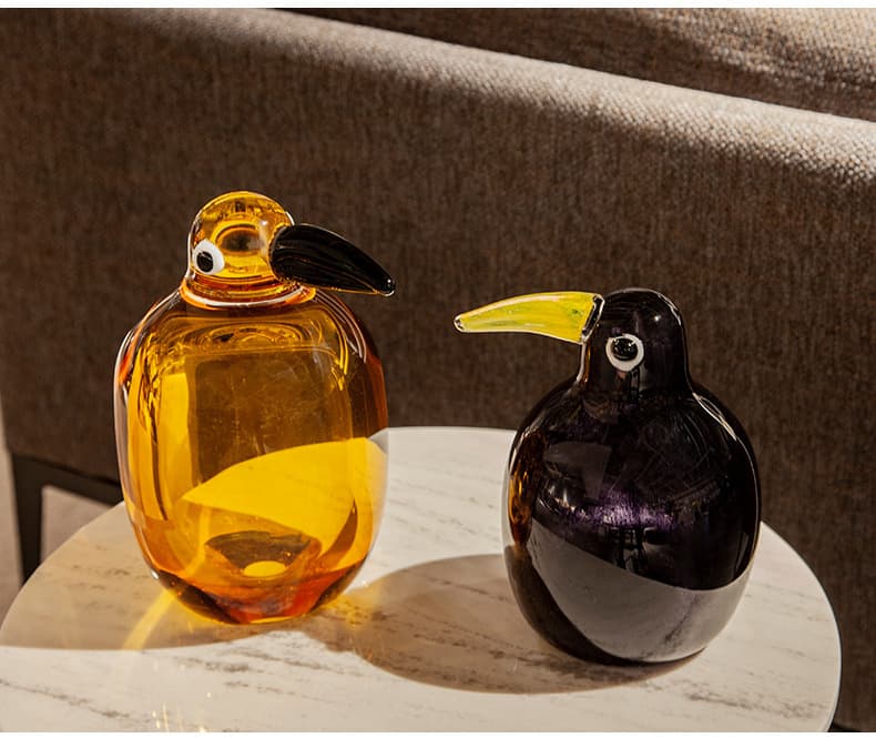 Amber Black Glass Bird Sculpture detail 6