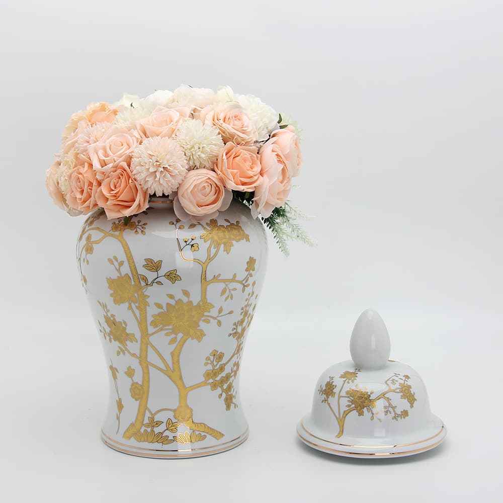 Gold Vine Ceramic Temple Jar detail 1