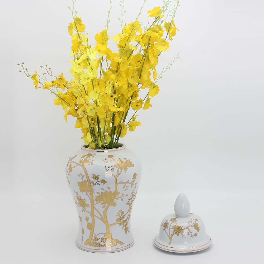 Gold Vine Ceramic Temple Jar detail 2