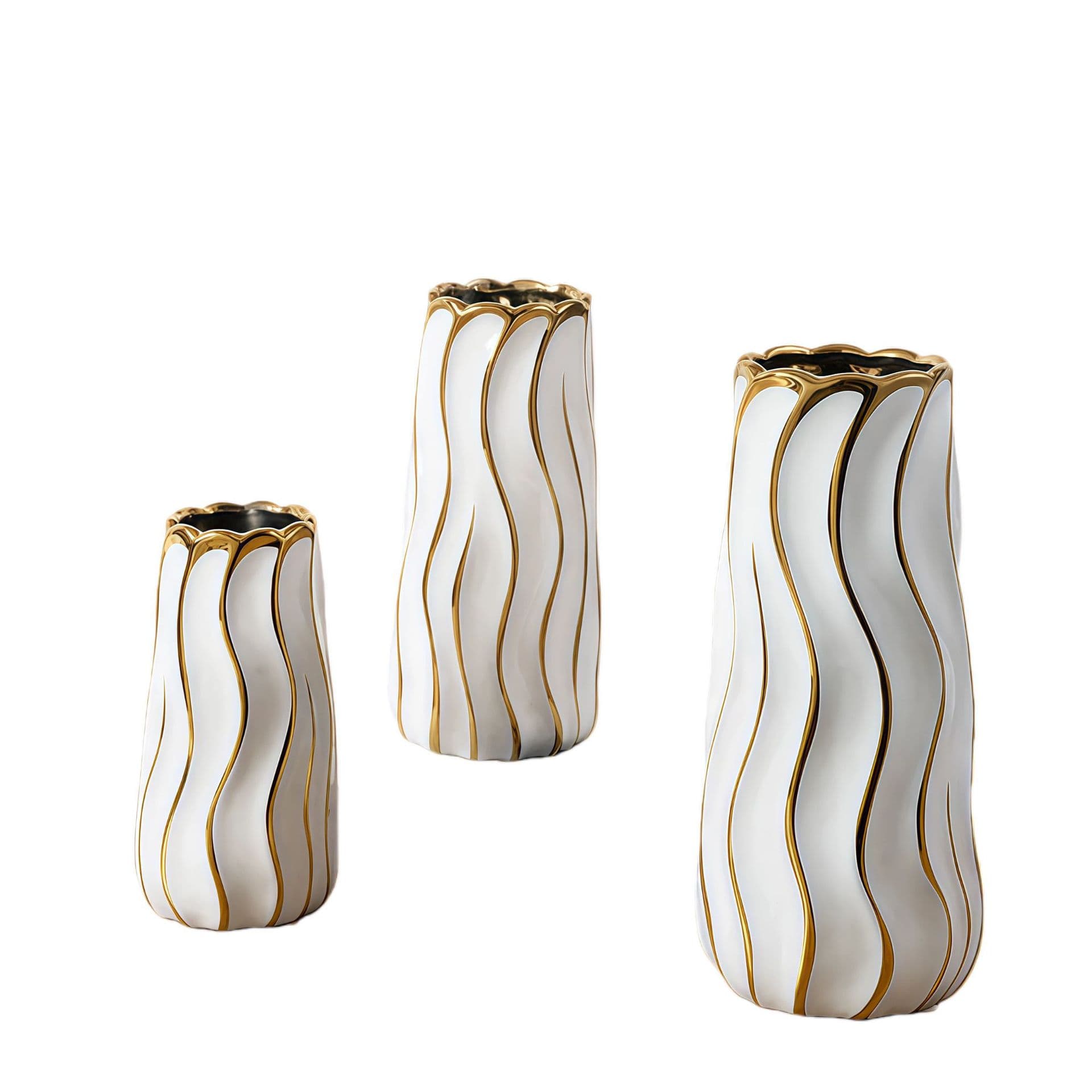 Gold Wave Ceramic Vase Set detail 4