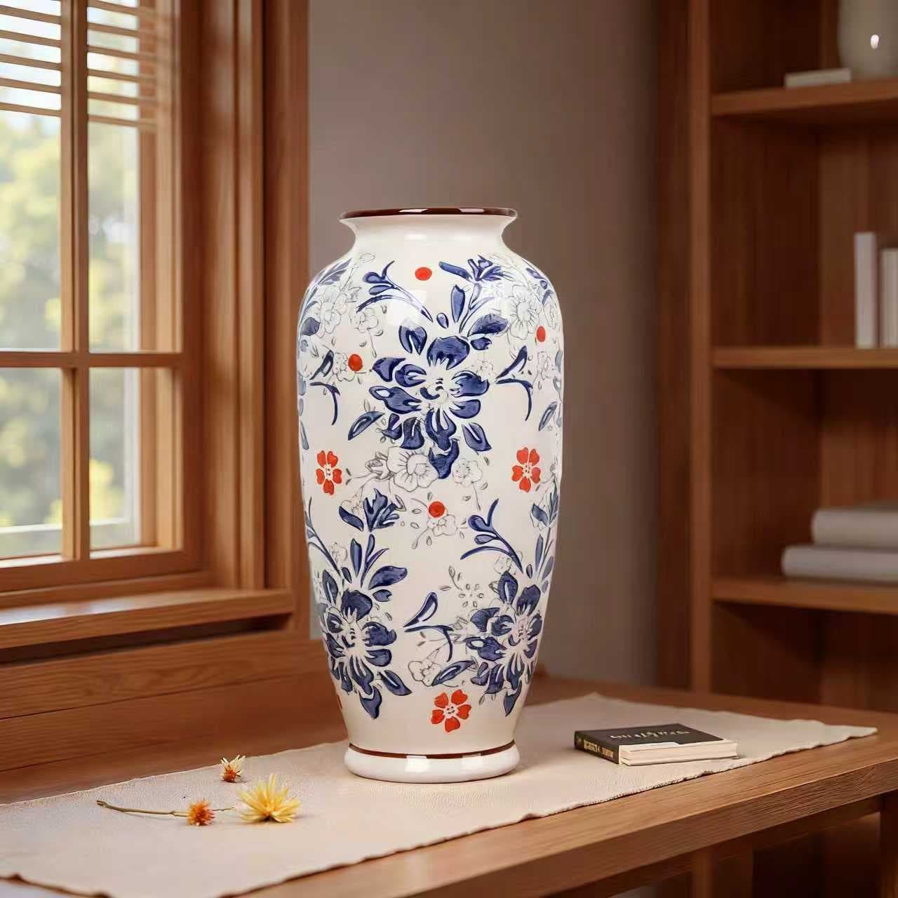 Hand-Painted Blue Porcelain Vase