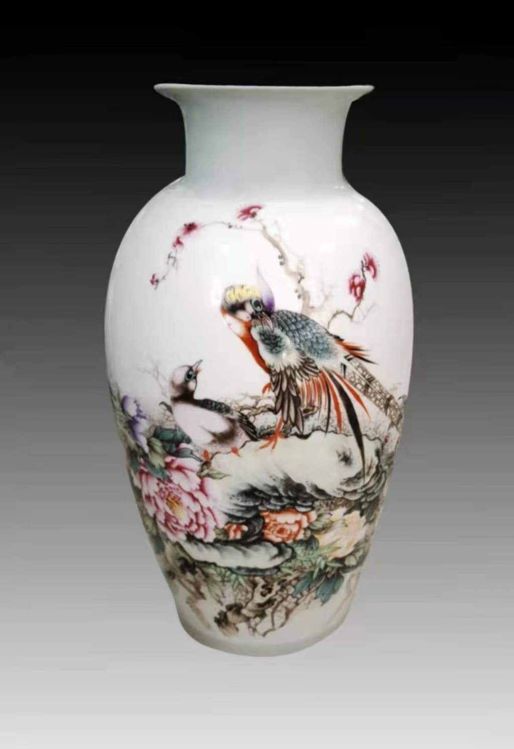 Hand-Painted Landscape Porcelain Vase