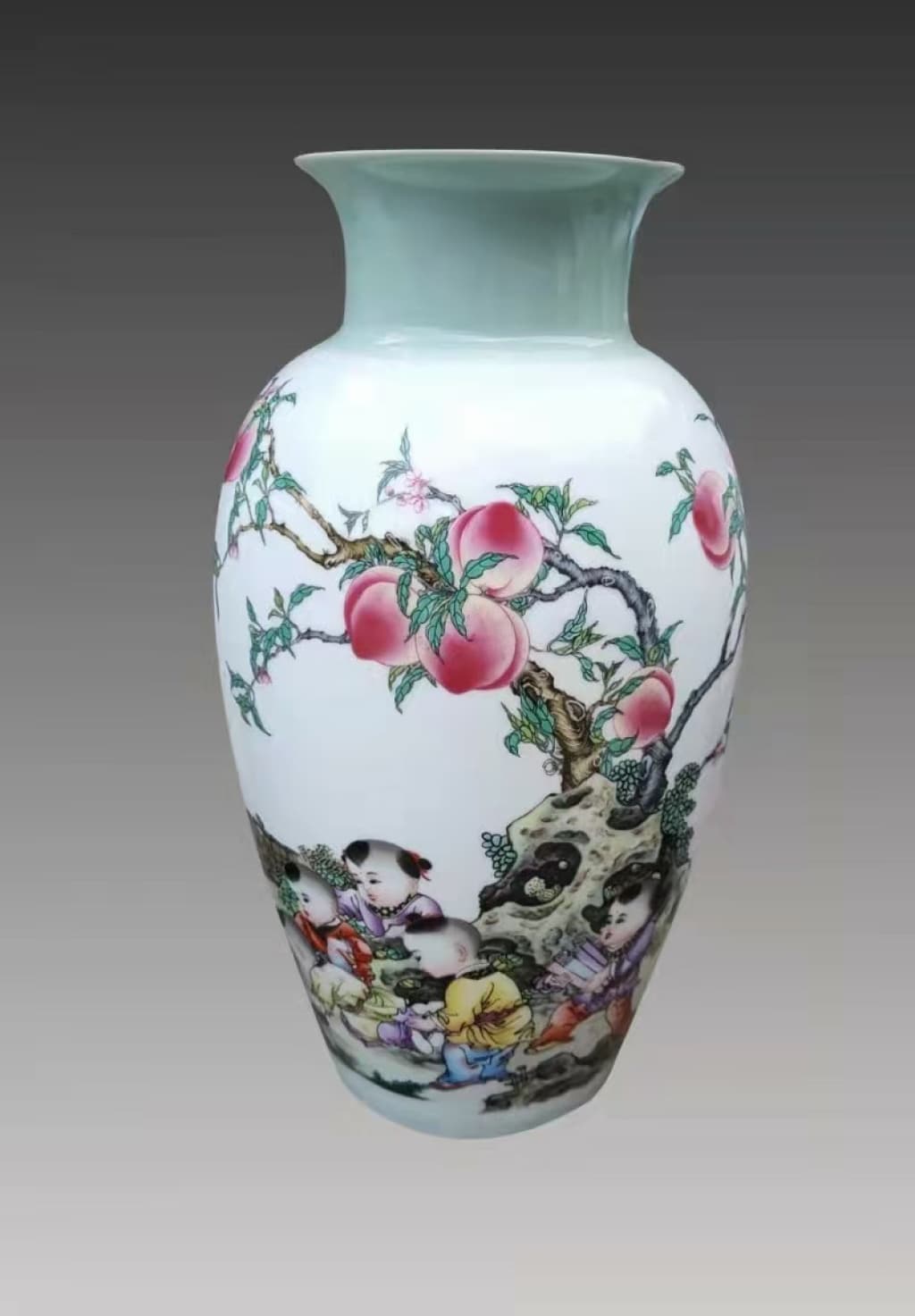 Hand-Painted Landscape Porcelain Vase detail 1