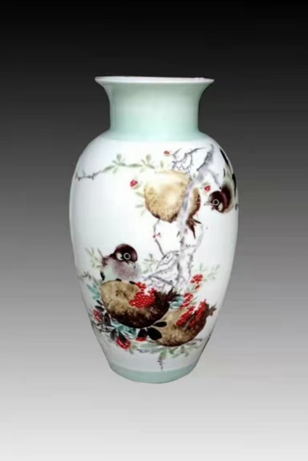 Hand-Painted Landscape Porcelain Vase detail 3
