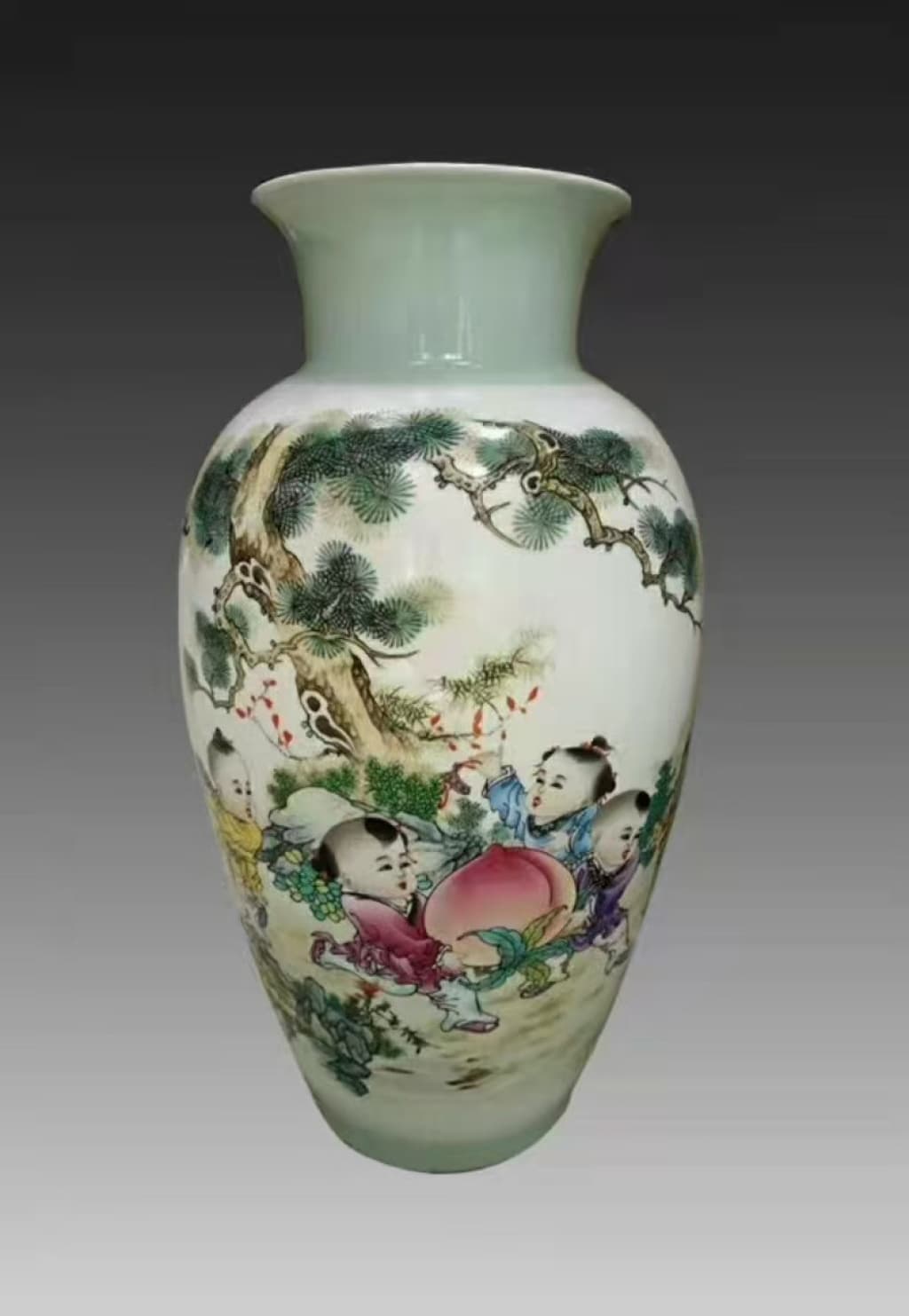 Hand-Painted Landscape Porcelain Vase detail 6