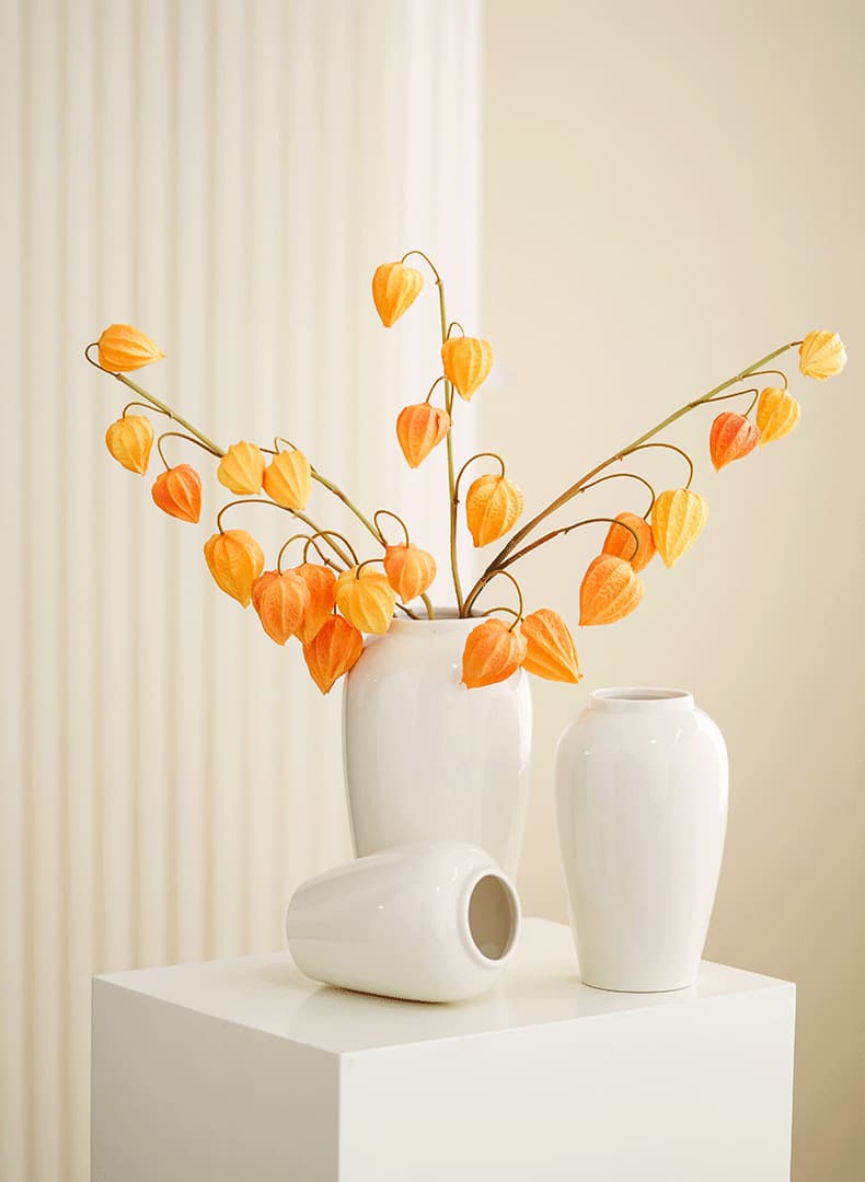 Minimalist White Ceramic Table Vase Set detail 5
