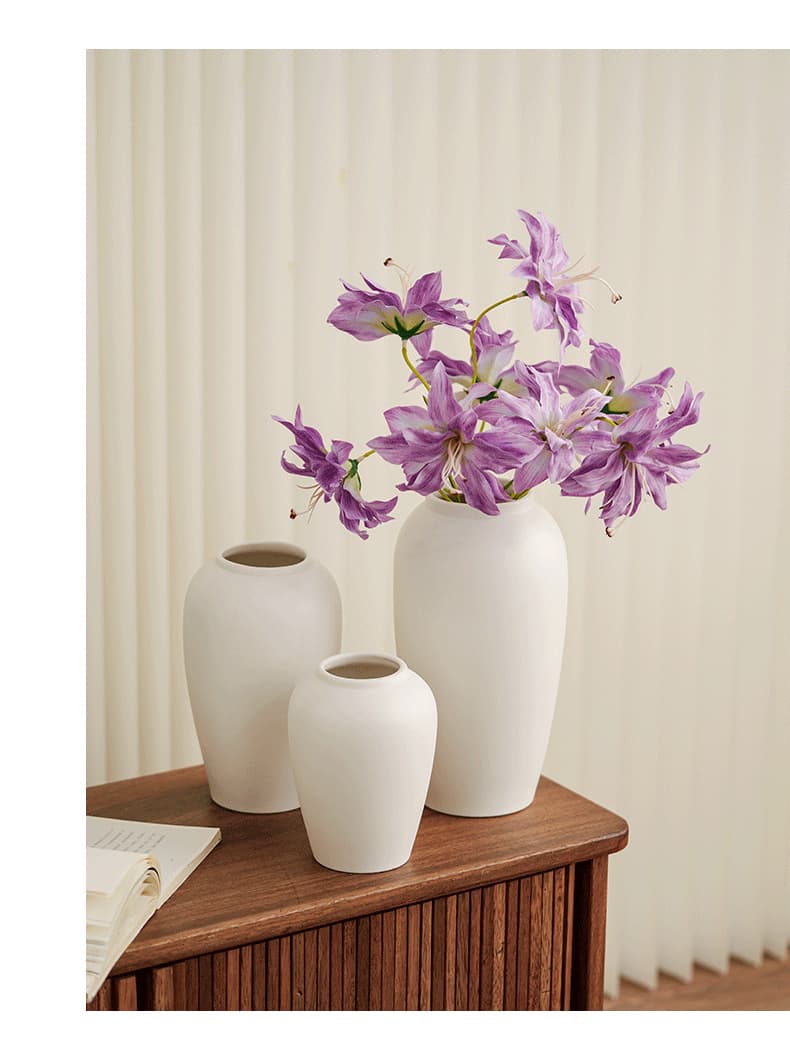 Minimalist White Ceramic Table Vase Set detail 8