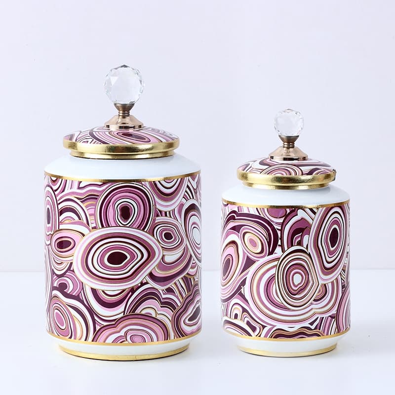 Patterned Ceramic Decorative Canister