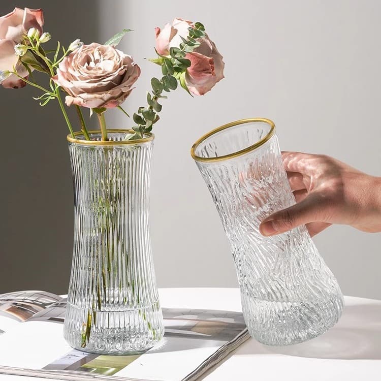 Ribbed Waist Glass Vase