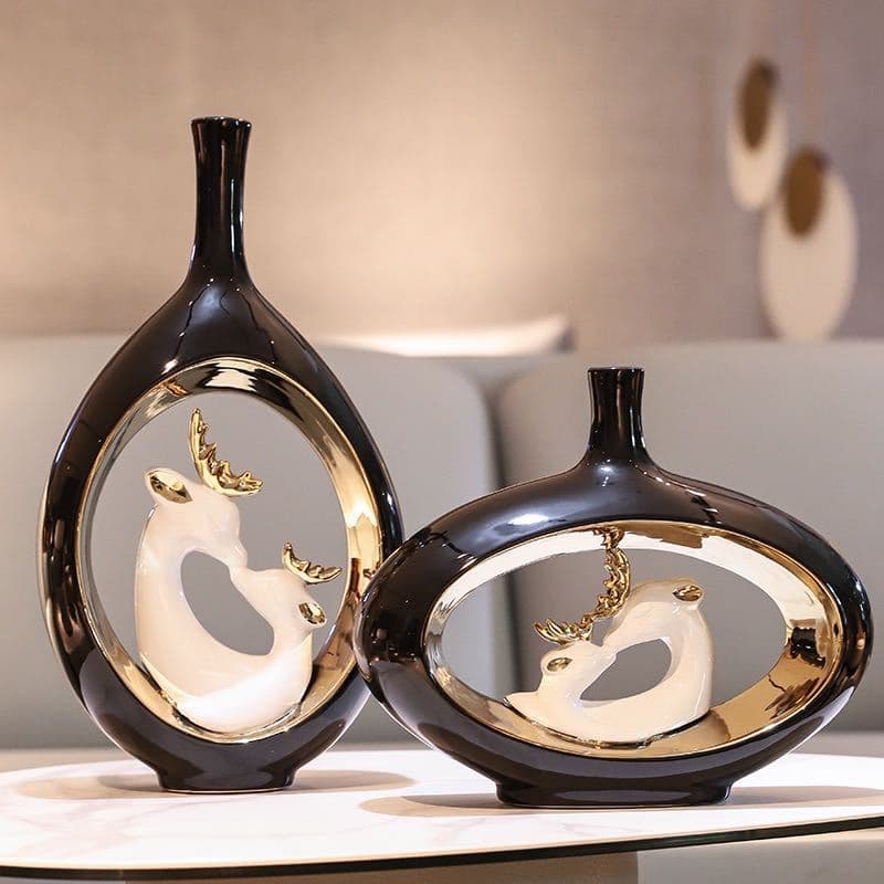 Teal Swan Ceramic Vase Set detail 1