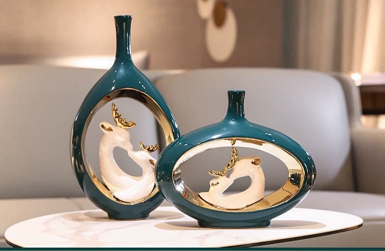 Teal Swan Ceramic Vase Set detail 9