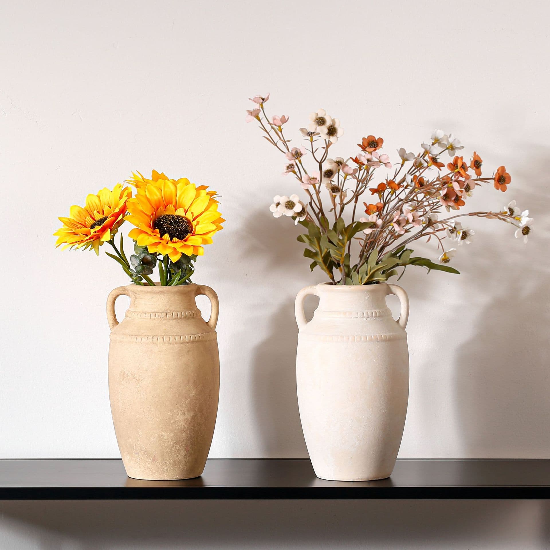 Vintage Eared Ceramic Vase Set detail 1