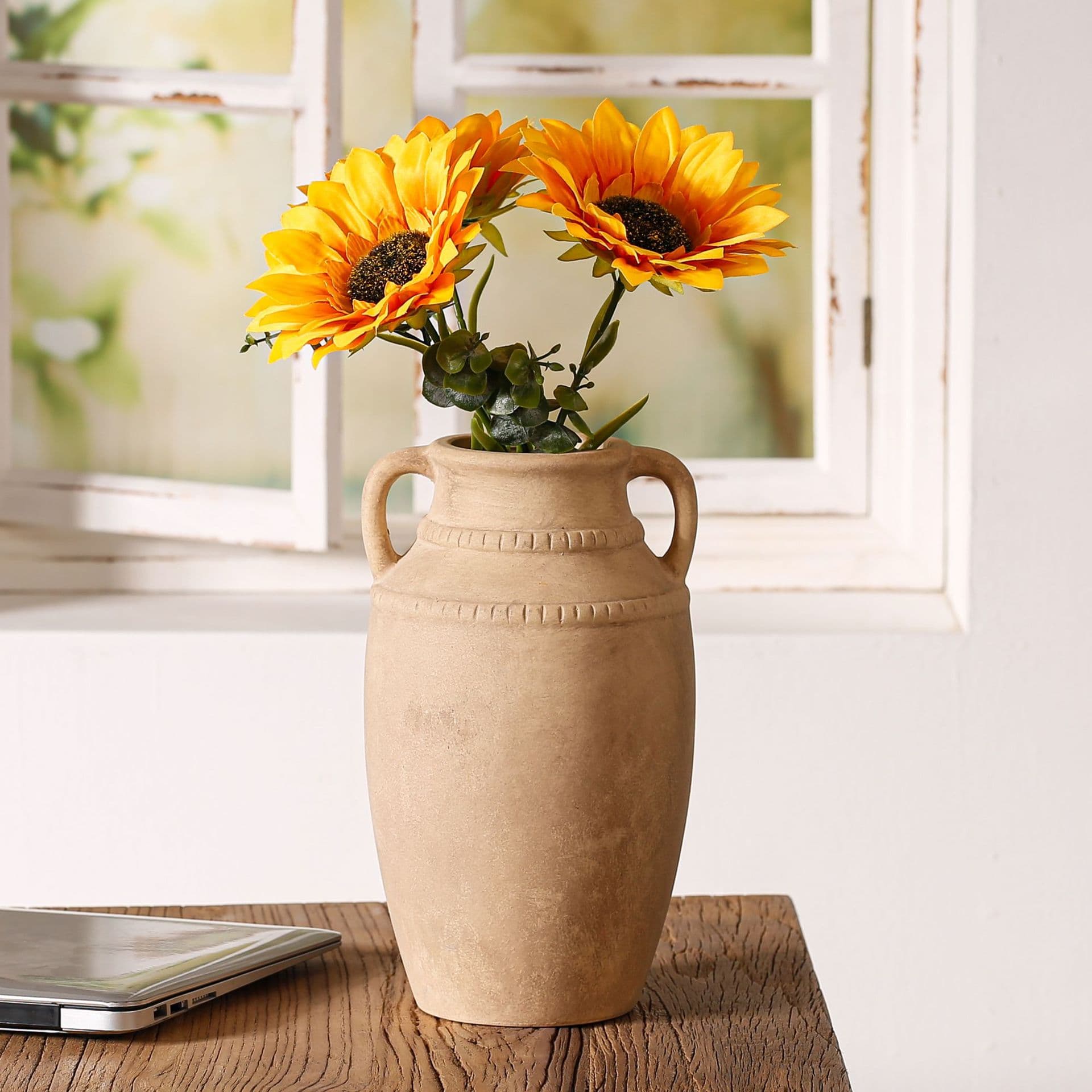Vintage Eared Ceramic Vase Set detail 7