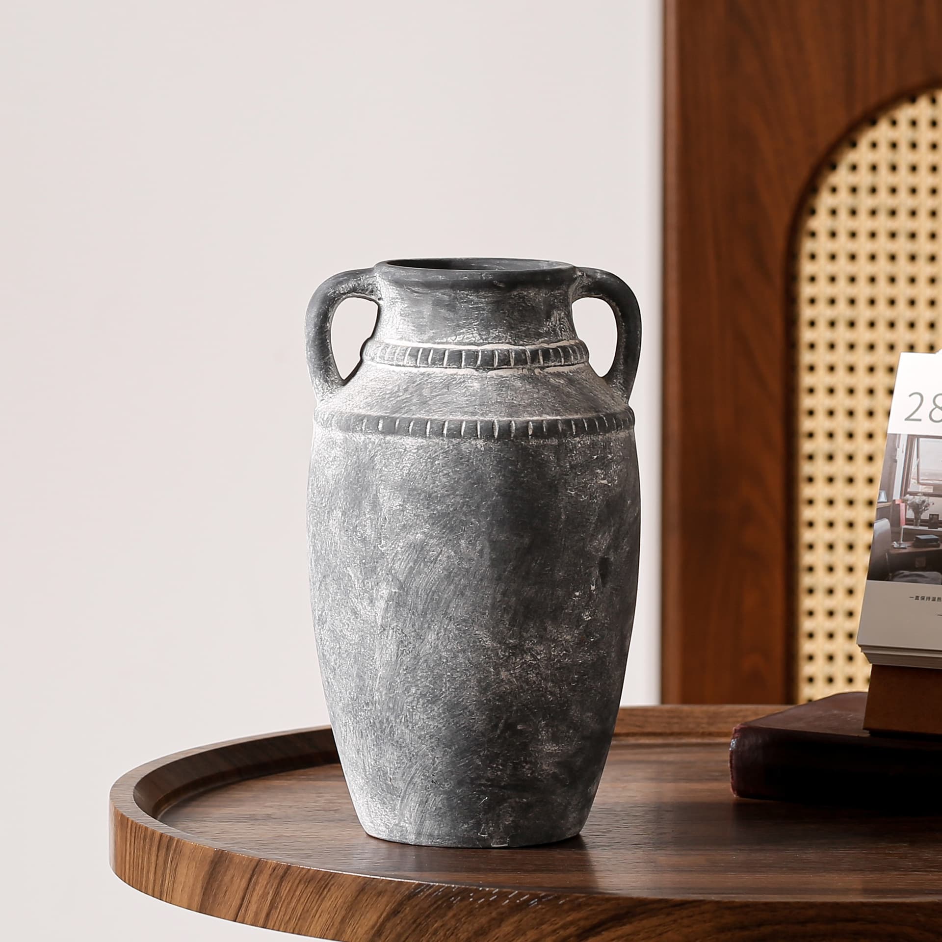 Vintage Eared Ceramic Vase Set detail 8