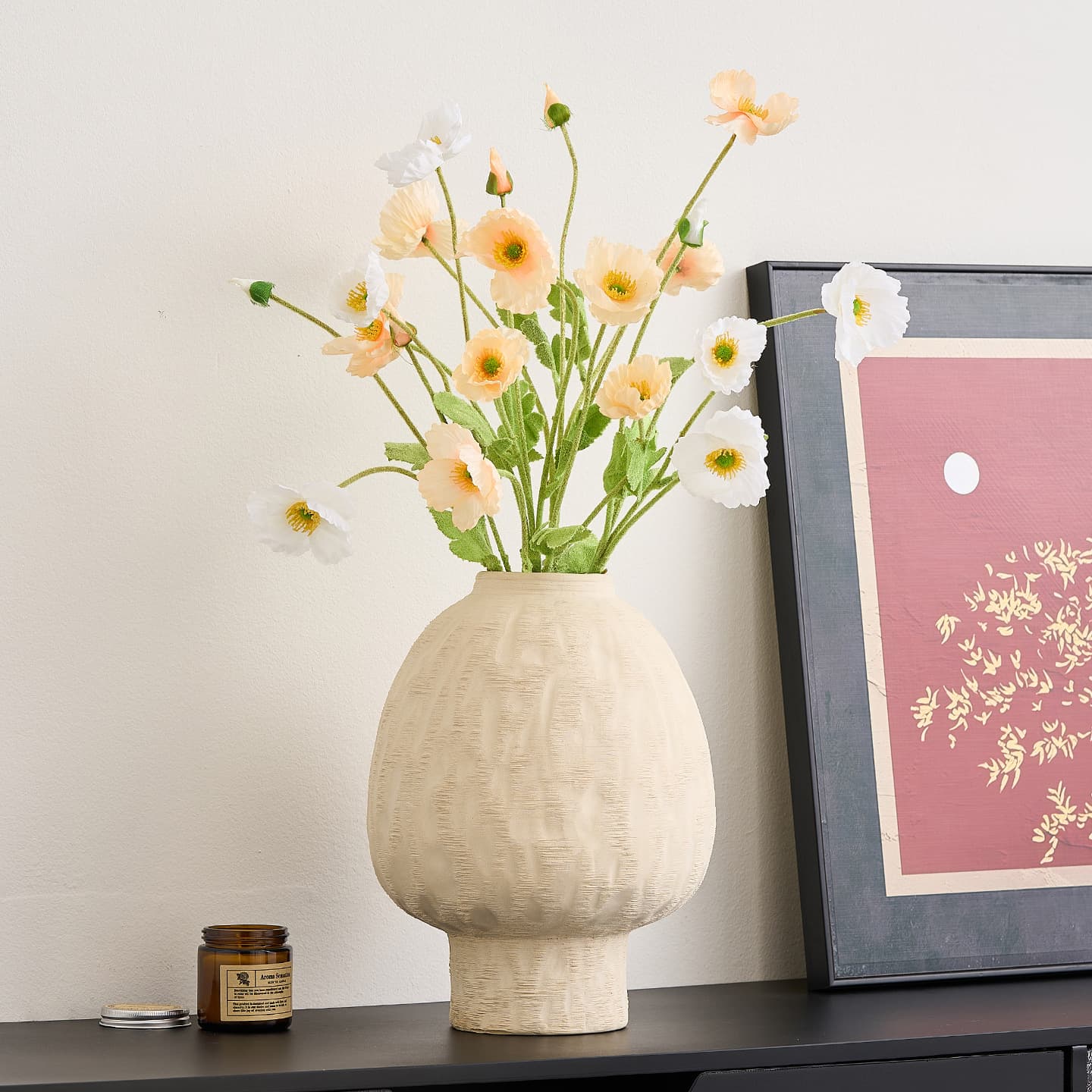 Wabi-Sabi Brushed Ceramic Vase Set detail 1