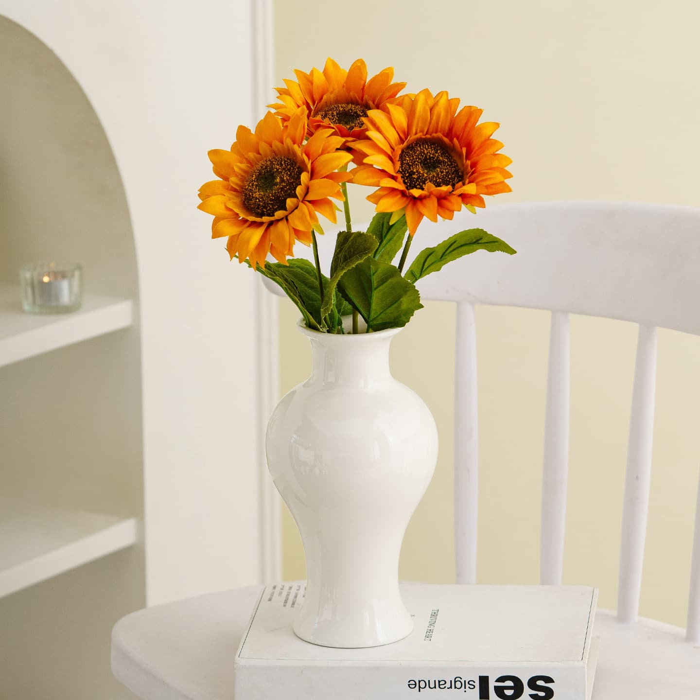White Ceramic Hydroponic Vase Set detail 1