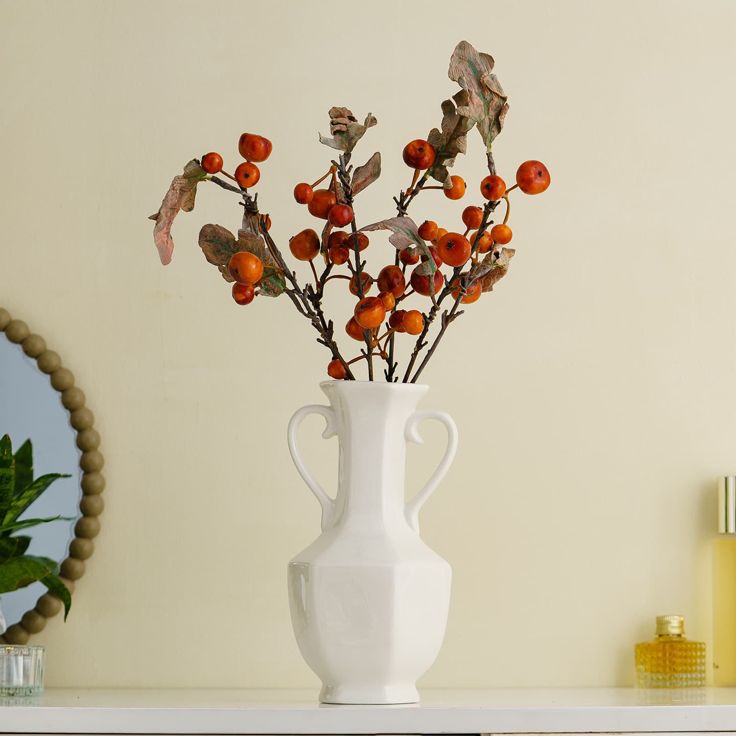 White Ceramic Hydroponic Vase Set detail 2