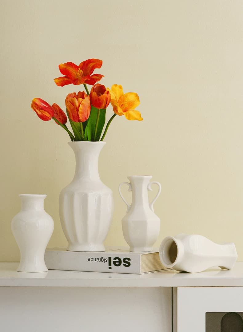 White Ceramic Hydroponic Vase Set detail 7