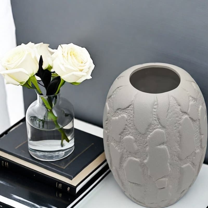 White Relief Ceramic Vase detail 2
