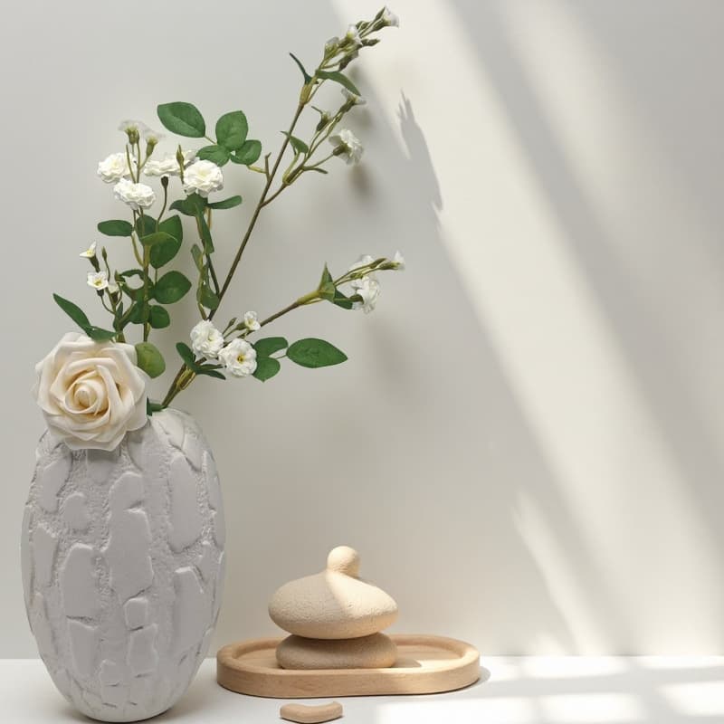 White Relief Ceramic Vase detail 6