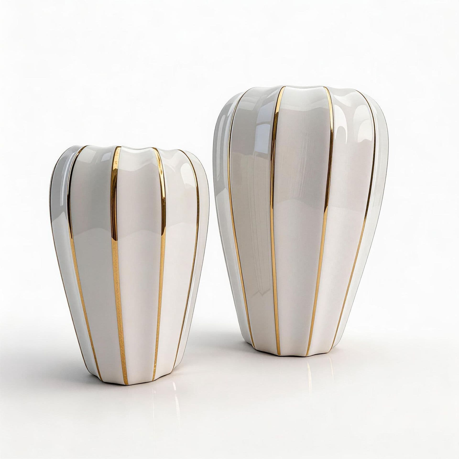 Gold Ribbed Ceramic Vase detail 1