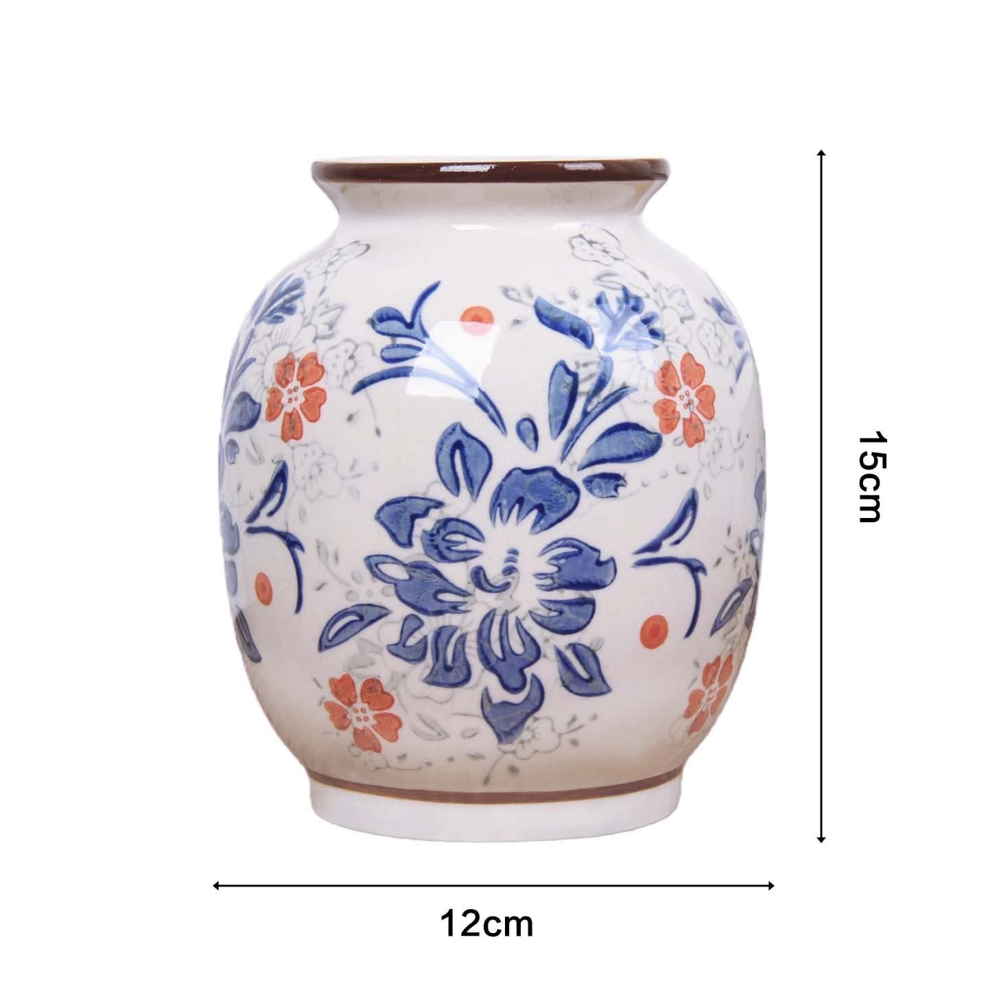 Hand-Painted Blue Porcelain Vase detail 1