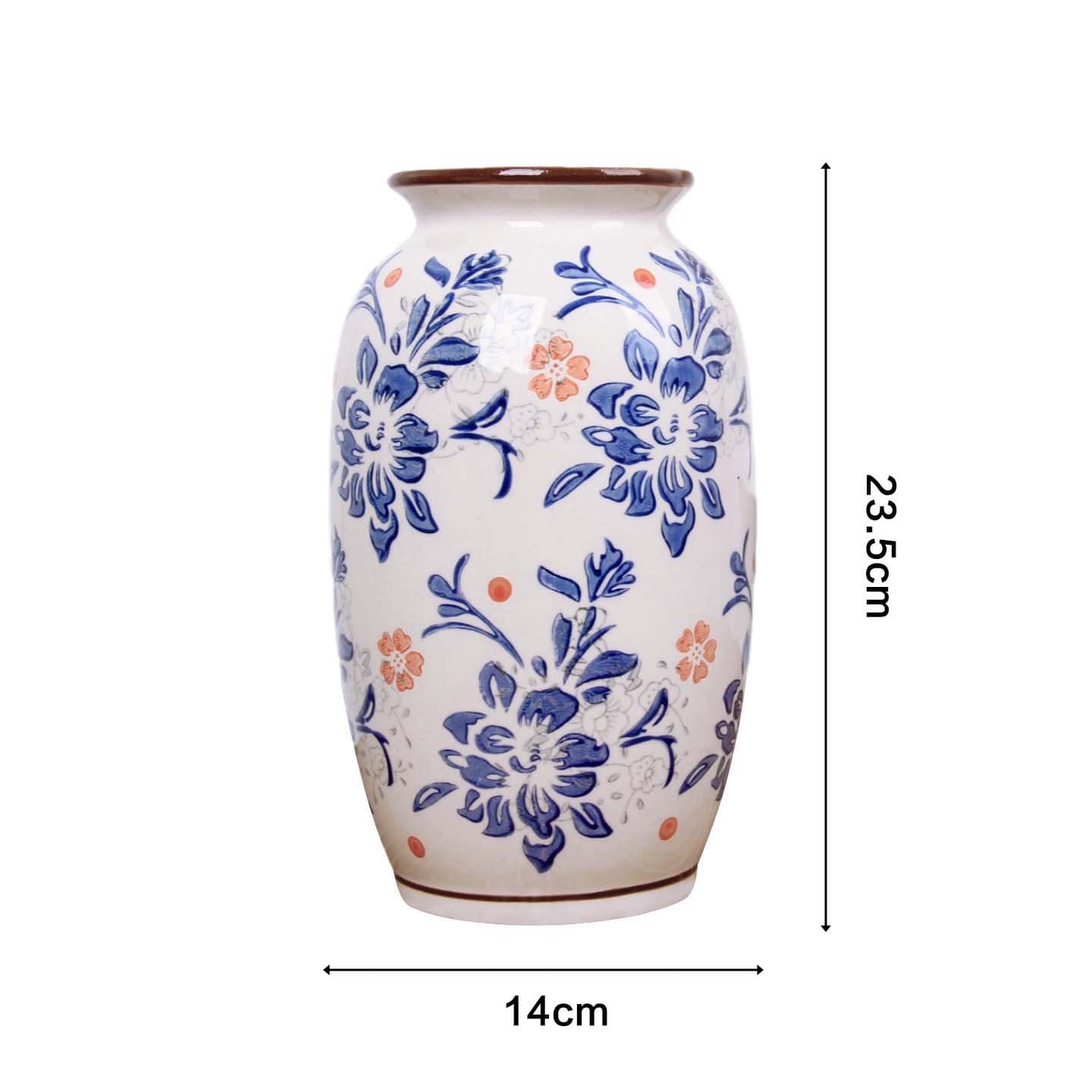 Hand-Painted Blue Porcelain Vase detail 2