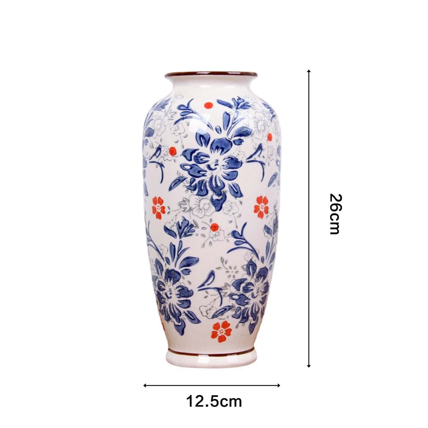 Hand-Painted Blue Porcelain Vase detail 3
