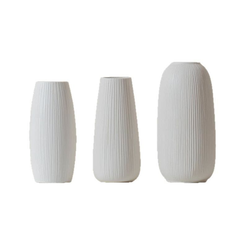 Modern White Ceramic Vase Set detail 4