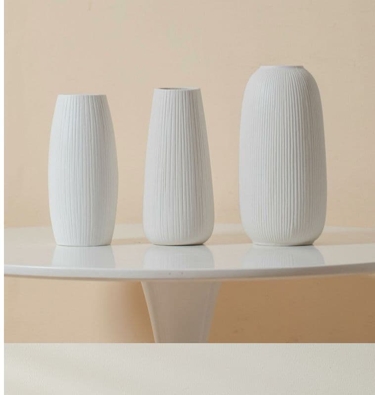Modern White Ceramic Vase Set detail 7