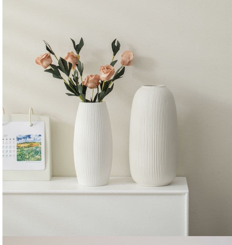 Modern White Ceramic Vase Set detail 8