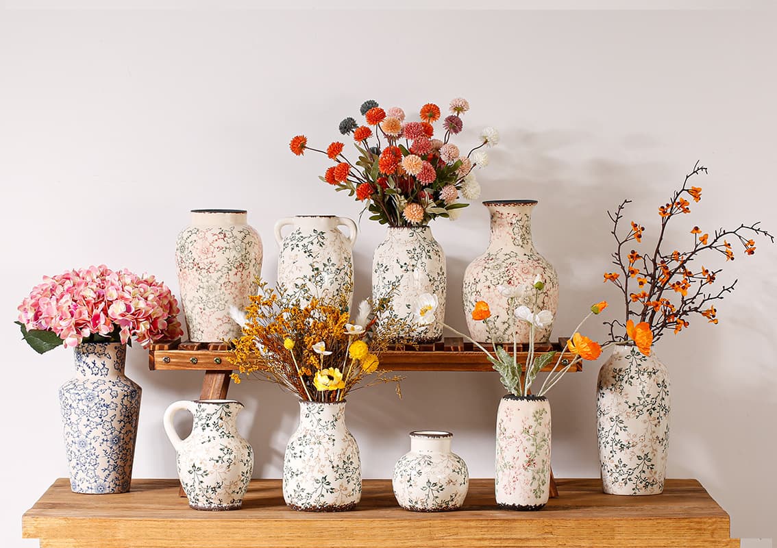 Pastoral Textured Ceramic Vase Set detail 8