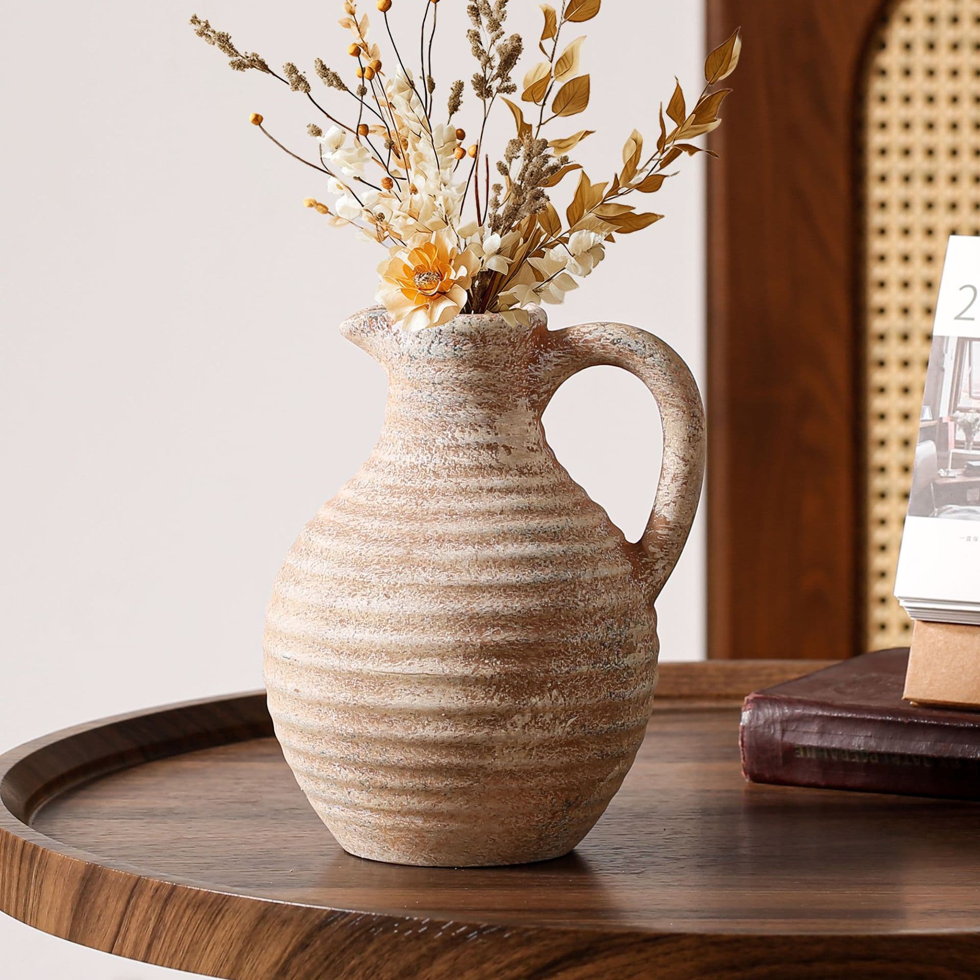 Ribbed Pitcher Ceramic Vase Set detail 4