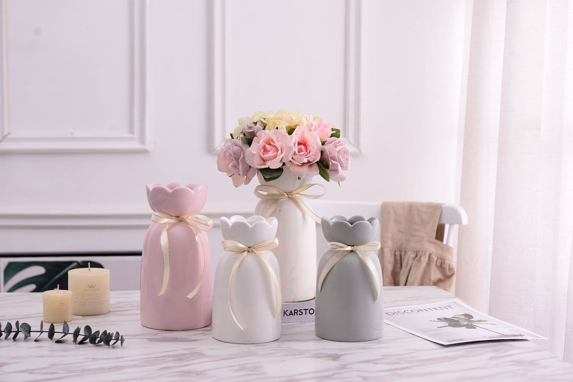 Ribbon Bow Ceramic Flower Vase detail 6