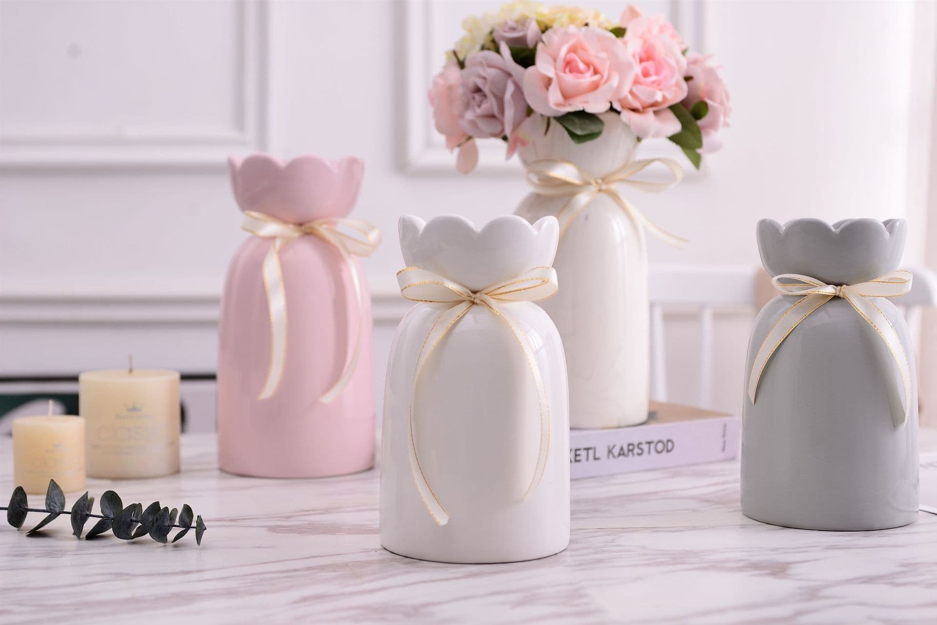 Ribbon Bow Ceramic Flower Vase detail 30