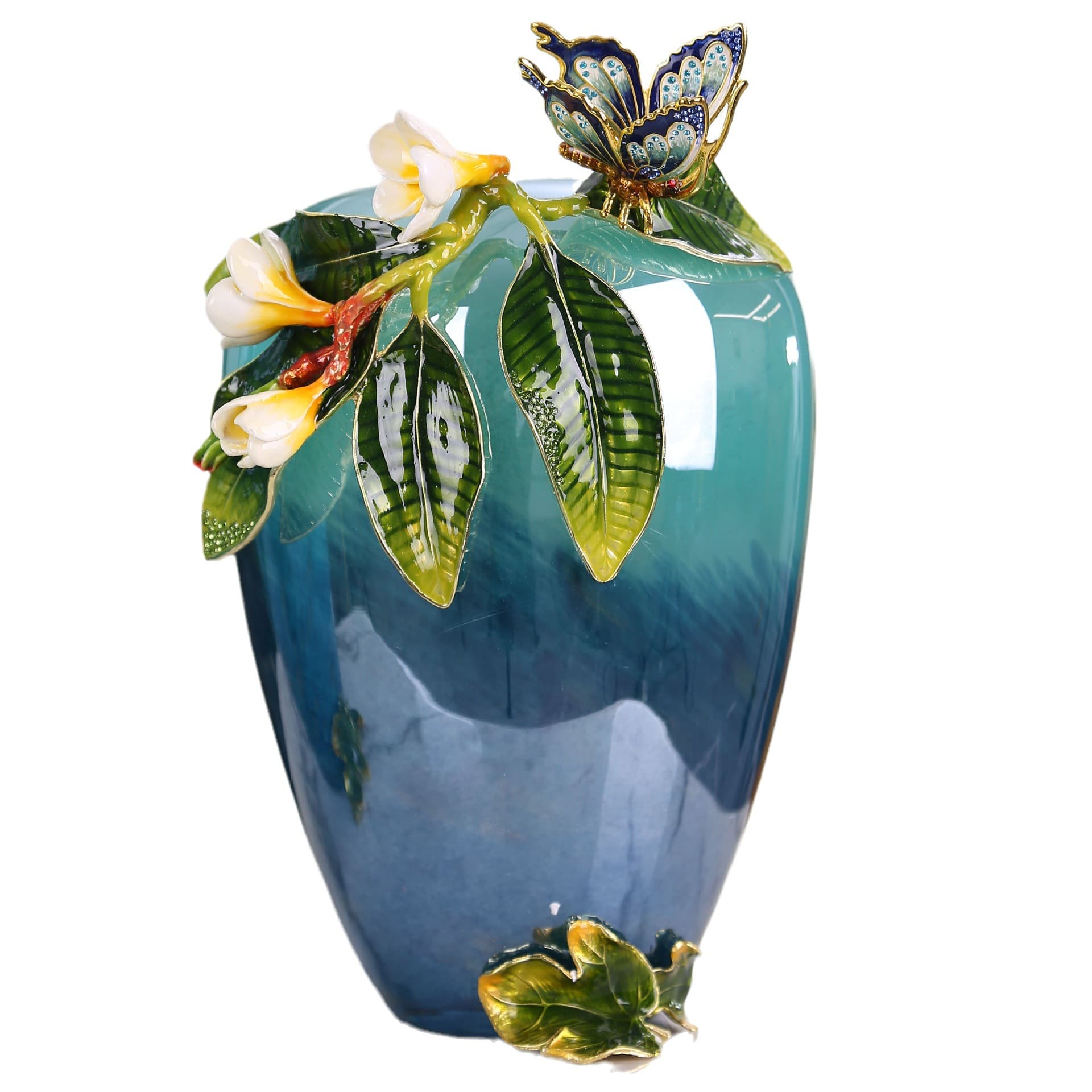 Turquoise Enamel Glass Vase detail 4