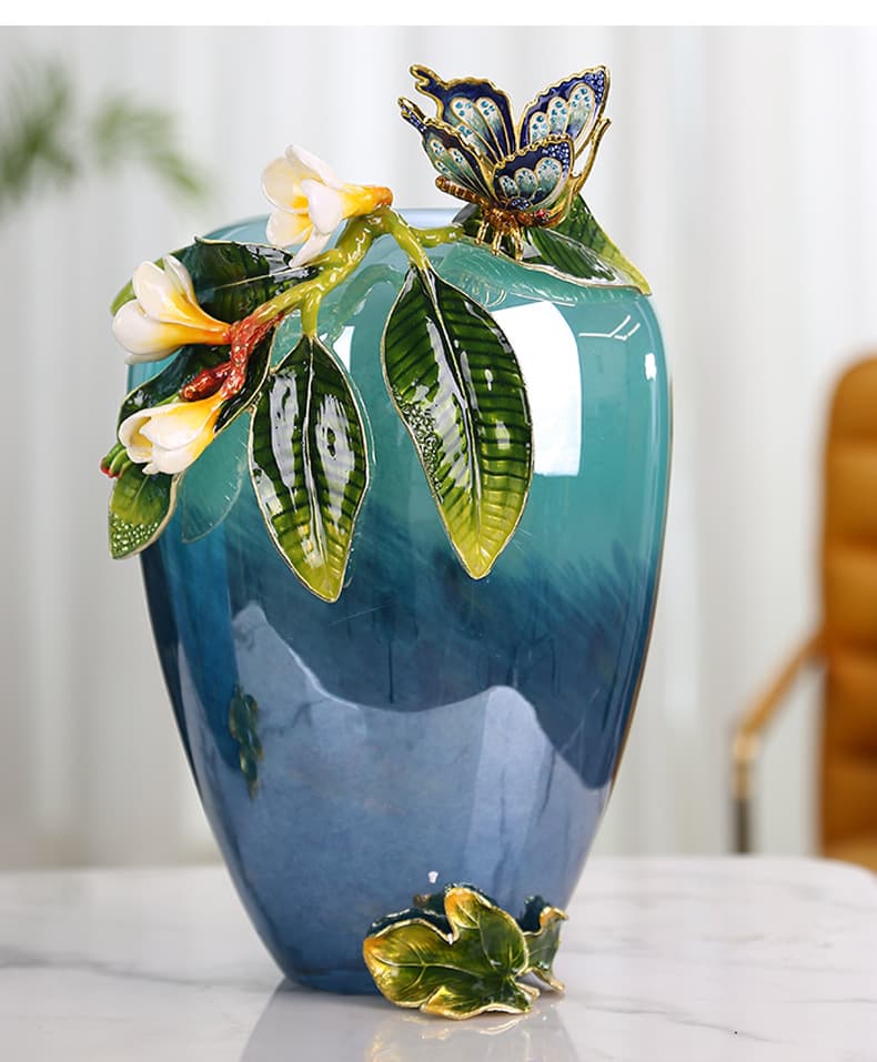 Turquoise Enamel Glass Vase detail 8